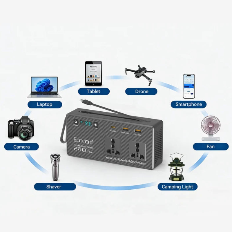 مشترك كهربائي متعدد المنافذ راف باور بمنفذ USB-C ومنفذي USB-A وتقنية PD30 و4 مقابس تيار متردد مع كابل بطول 3 أمتار