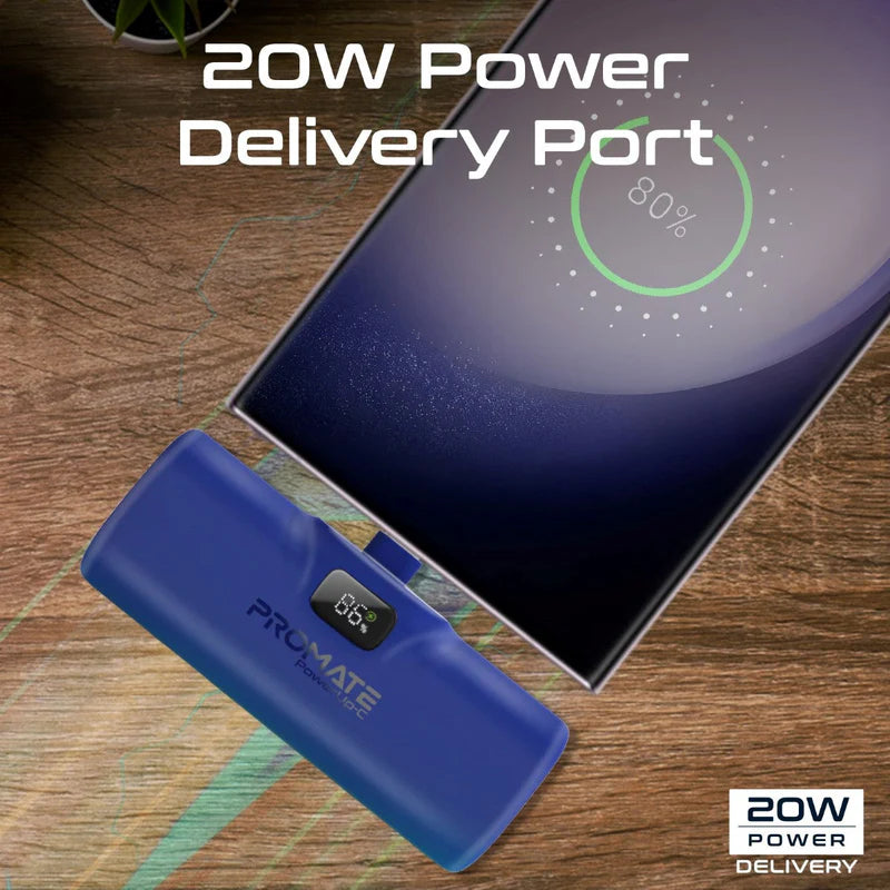 PROMATE PowerUp-C Ultra-Compact fast charging Power Bank - 20W / USB-C / Blue