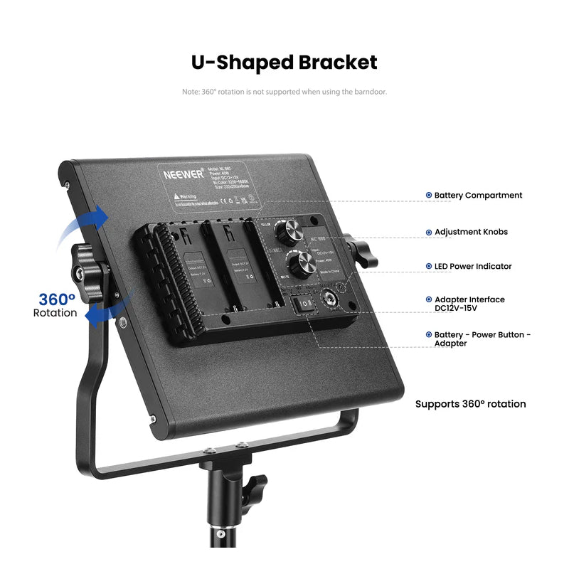 NEEWER NL660 Bi-Color 660 LED Video Light and Stand Kit - 40W / Black
