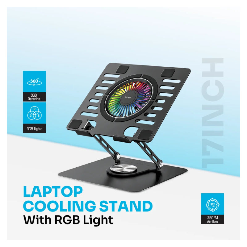 Pawa Laptop Cooling Stand With RGB Light - Black