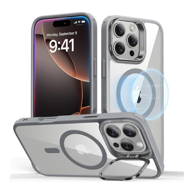 ESR Classic Hybrid Case with Stash Stand (HaloLock) Apple iPhone 16 Pro Max / Clear Gray Accessories > Mobiles &