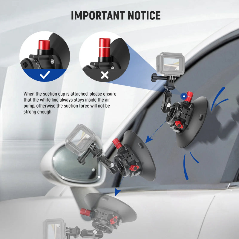 NEEWER CA013 6" Camera Suction Mount with Ball Head Magic Arm - Black