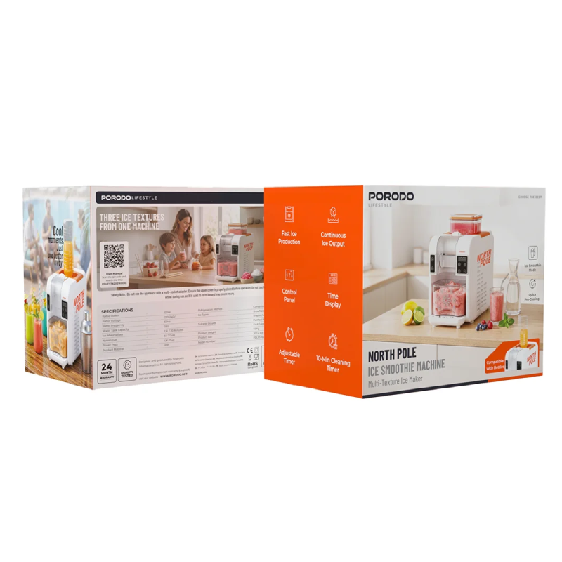 Porodo Lifestyle Ice Smoothie Maker - 150 Watts / White/Orange