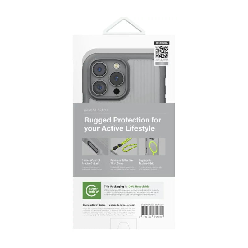 UNIQ Hybrid Combat Active Magclick Charging Case For Apple iPhone 16 Pro Max - Stone Grey
