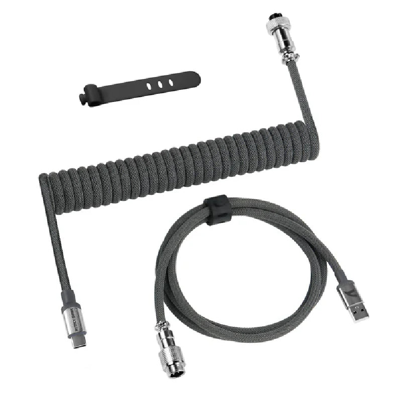 ATTACK SHARK C01 PRO Double Sleeved Type-C Coiled Cable - Grey