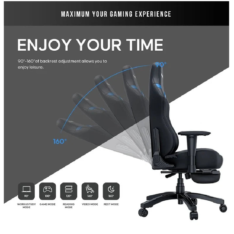 AndaSeat Luna Pro Series Gaming Chair with Footrest - Large / Black / Blue