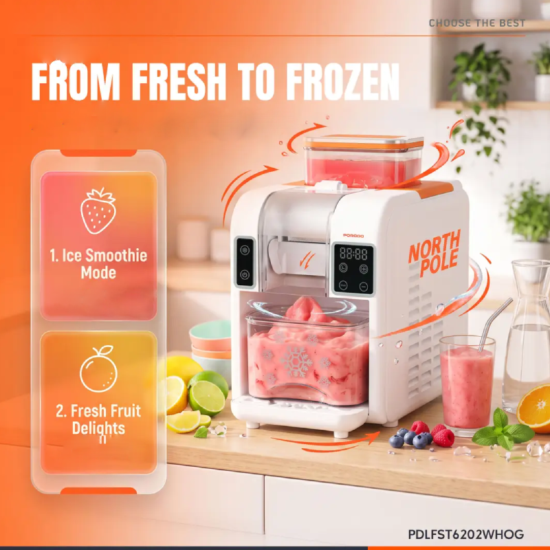 Porodo Lifestyle Ice Smoothie Maker - 150 Watts / White/Orange