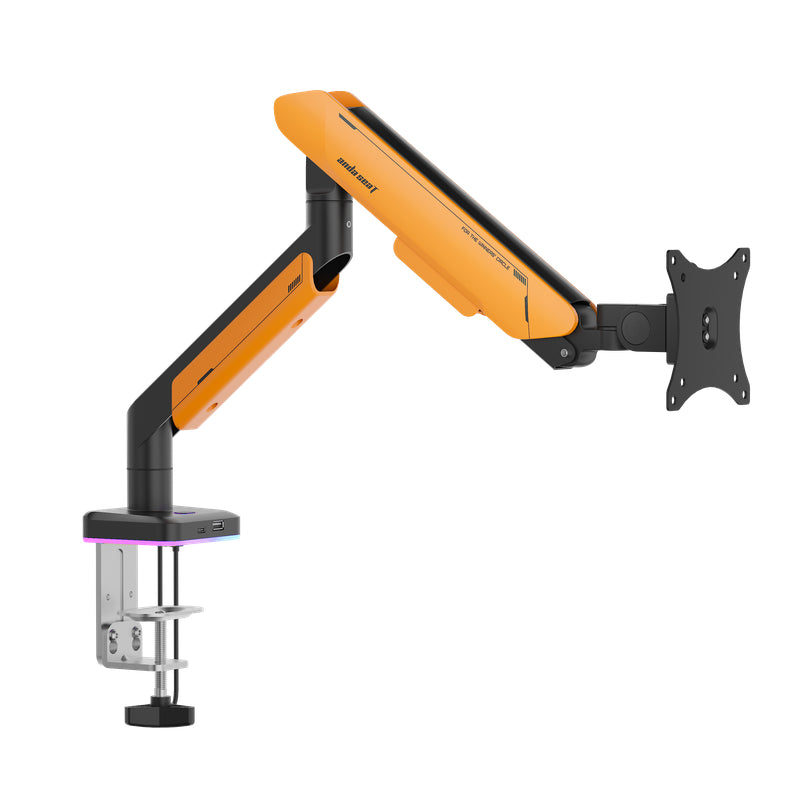 AndaSeat Stealth Pro II RGB A9X Single Monitor Arm - 17"-42" Inch / Black/Orange