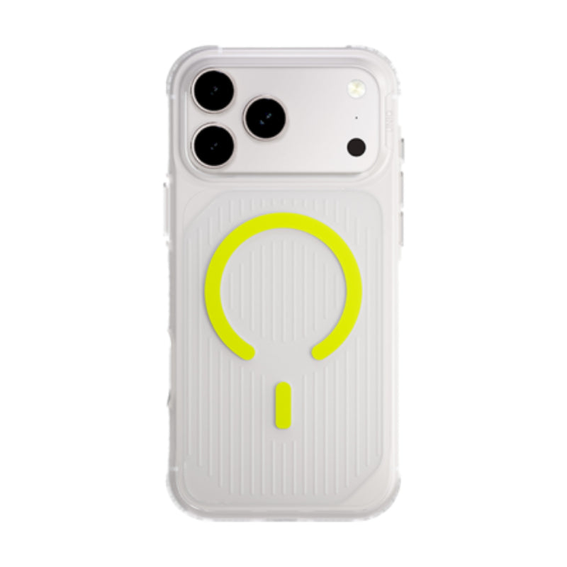 UNIQ Hybrid Combat Active Magclick Charging Case For Apple iPhone 17 Pro Max - Frost Clear/Lume-Lime