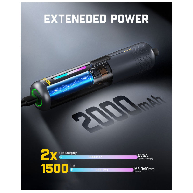 Fanttik NEX S2 Pro Cordless Electric Screwdriver - 2000mAh Battery / 20 S2 Magnetic Bits / Gray