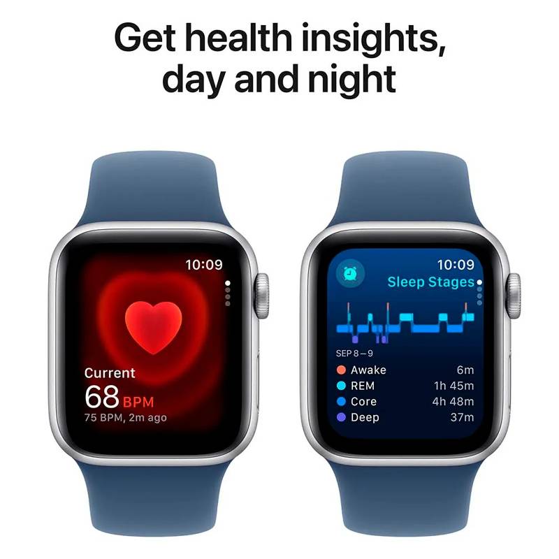 Apple Watch SE (2nd Gen) with Sport Band - LTPO OLED / 44mm / Medium/Large / Bluetooth / Wi-Fi / Denim Blue Smart