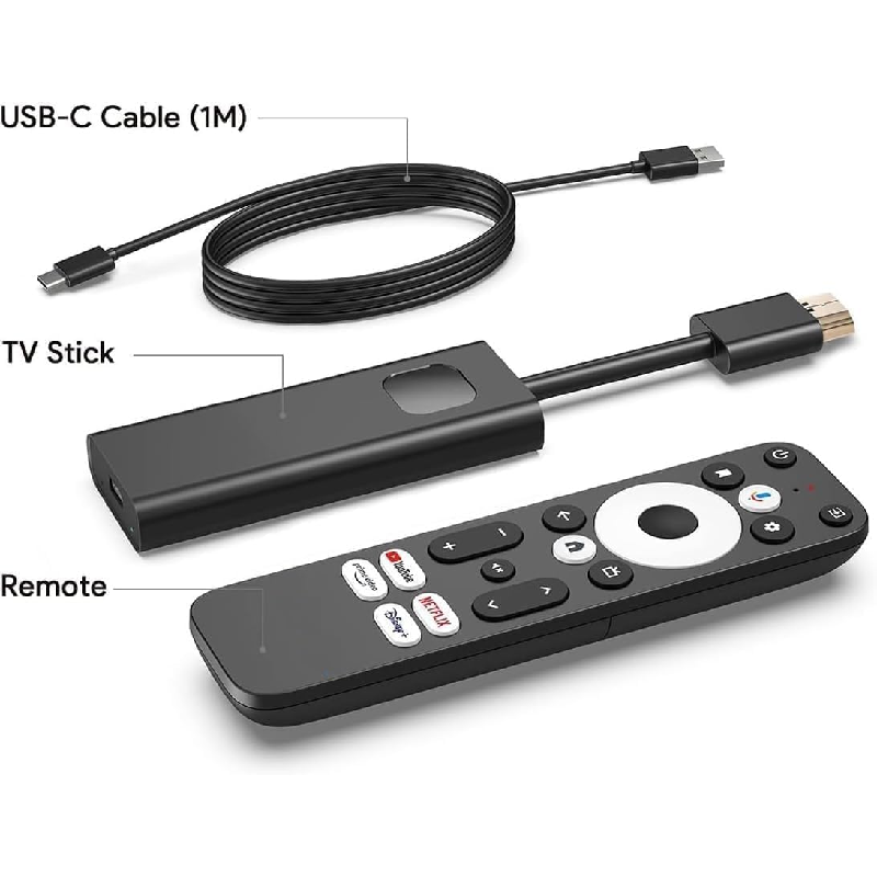 عصا تلفزيون أندرويد من دي كولور – دقة 4K / HDMI / يو إس بي-C / واي فاي / بلوتوث / أسود