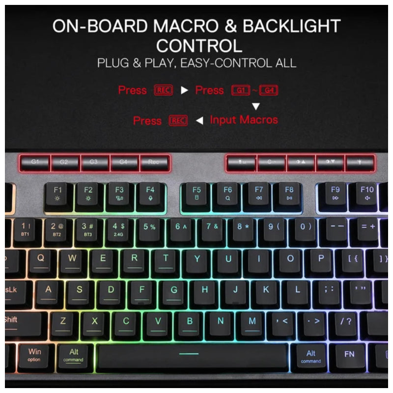 Redragon SHIVA K516 PRO Gaming Keyboard - 87 Keys / Wireless/Wired / Black