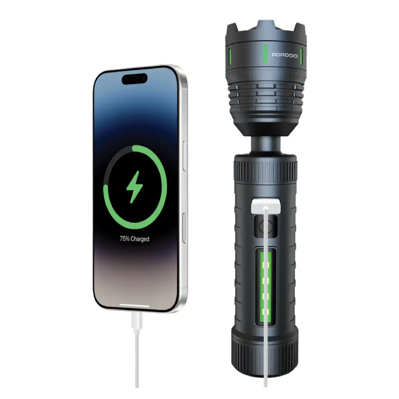 Porodo Lifestyle Orbit Multi-Color Laser Torch with Power Bank Function - Black