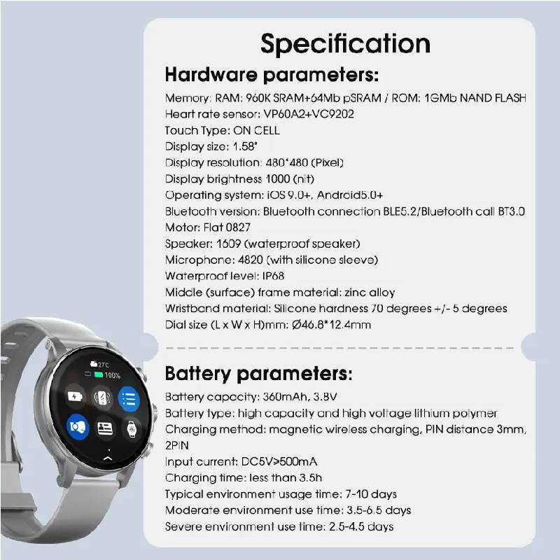 Ldnio Sw01 Smart Watch - 1.58” AMOLED / Silver Smart Watches