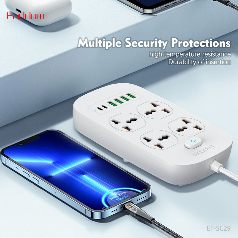 وصلة كهرباء انكر - 3 منافذ / USB / USB-C / ابيض
