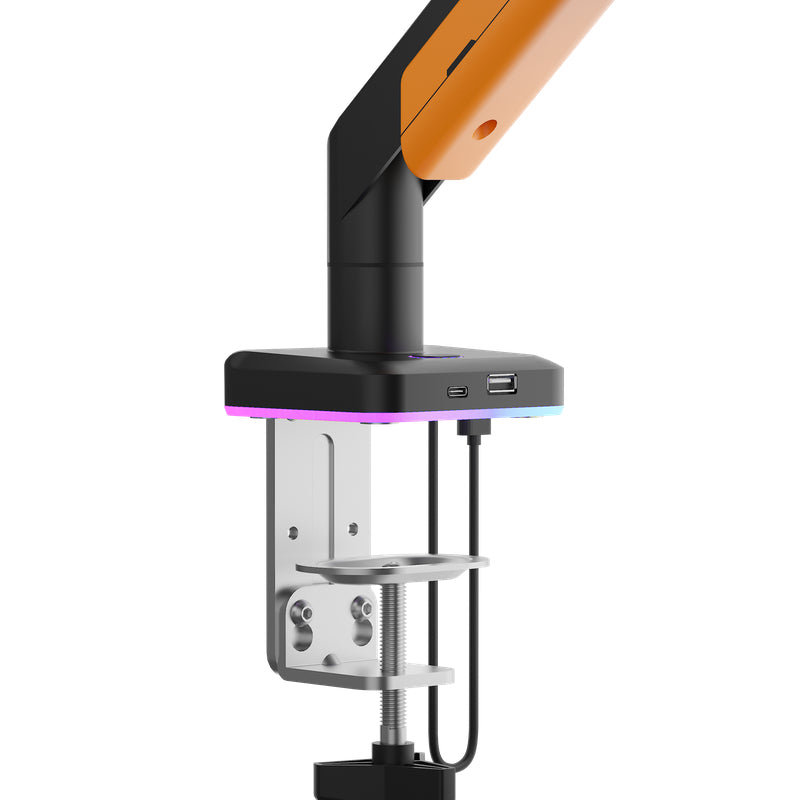 AndaSeat Stealth Pro II RGB A9X Single Monitor Arm - 17"-42" Inch / Black/Orange