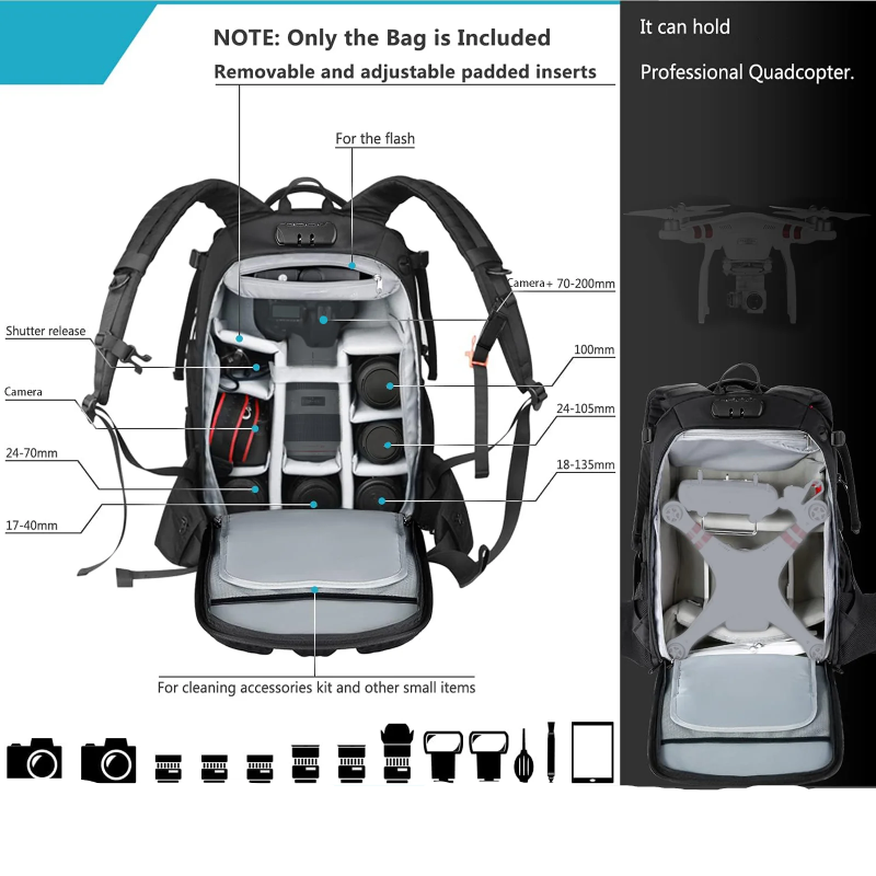 NEEWER Pro Camera Backpack - Black/Silver