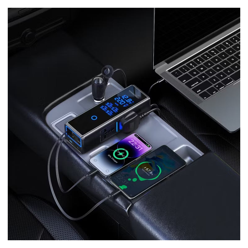 Powerology Car Power Inverter - 300W / USB-C / USB-A / Black