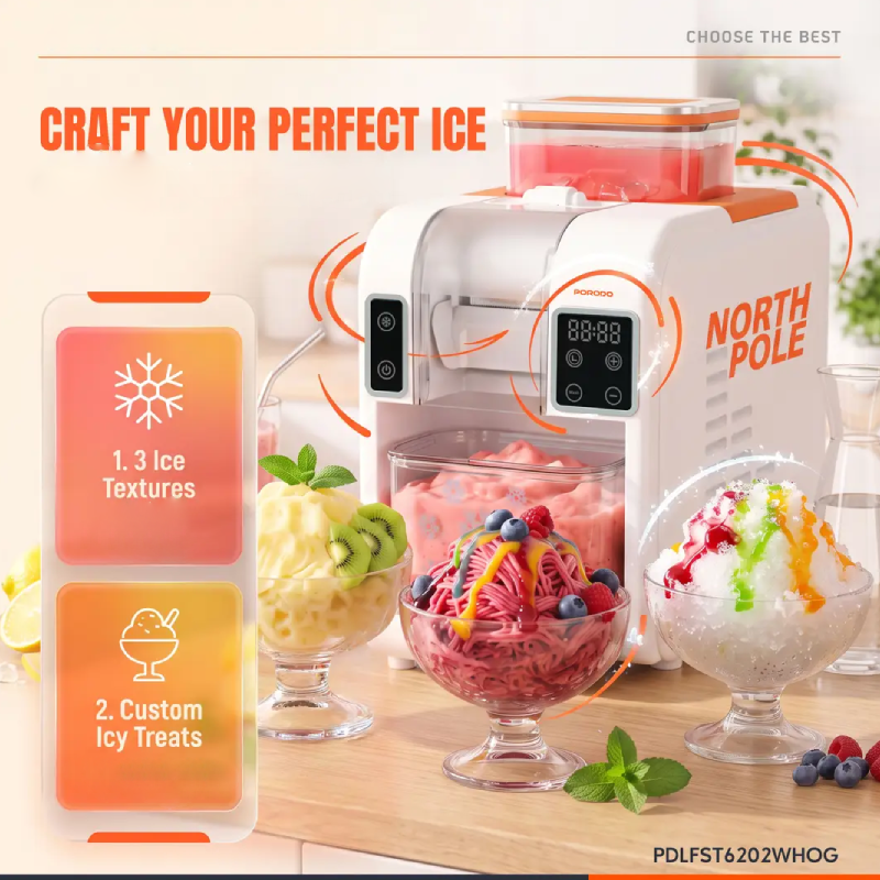 Porodo Lifestyle Ice Smoothie Maker - 150 Watts / White/Orange