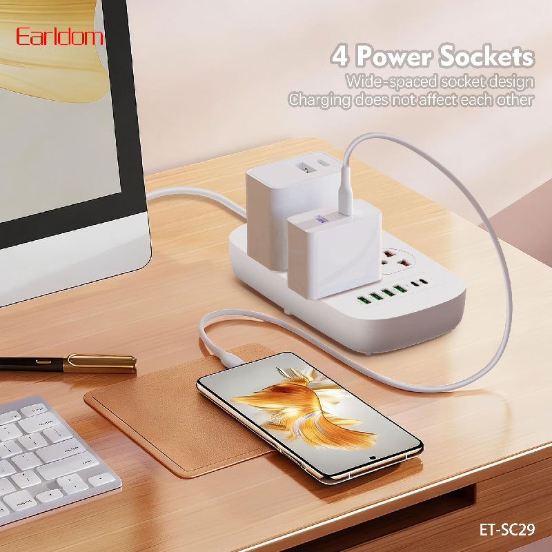 وصلة كهرباء انكر - 3 منافذ / USB / USB-C / ابيض