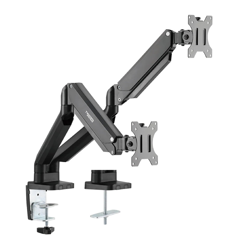 Twisted Minds Dual Monitor Aluminum Slim Mechanical Spring USB Monitor Arm - 17"-32" Inch / Matte Black