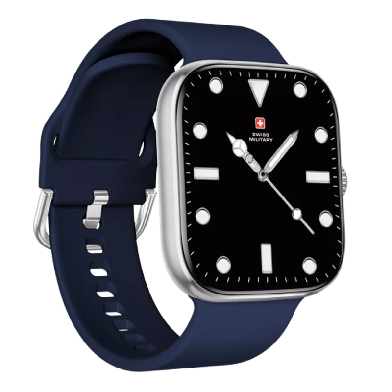 Swiss Military Alps 4 Blue Silicon Strap - Silver Frame / Smart Watch Smart Watches