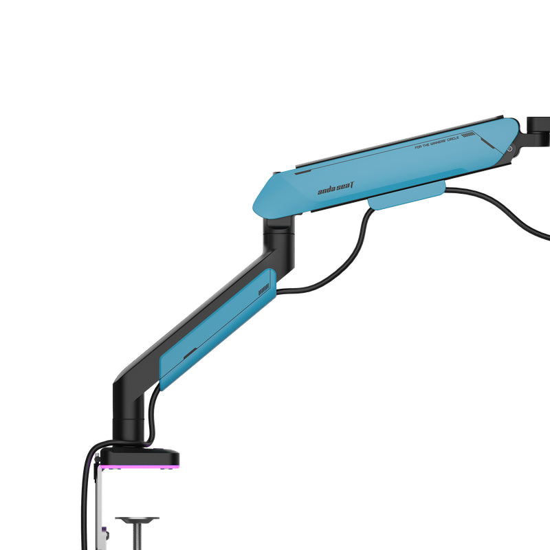 AndaSeat Stealth Pro II RGB A9X Single Monitor Arm - 17"-42" Inch / Black/Blue