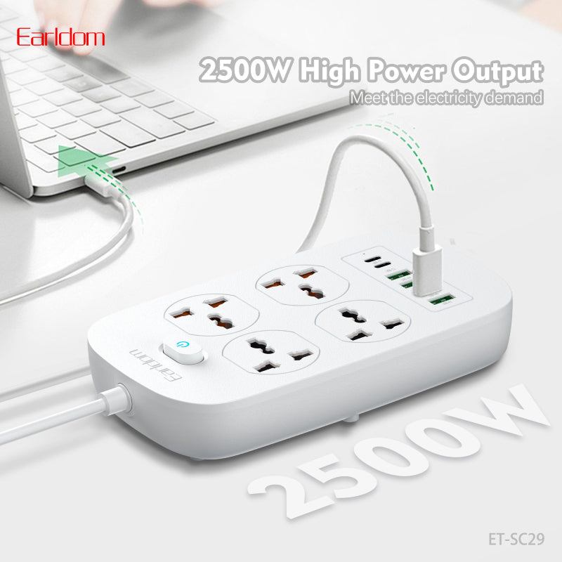 وصلة كهرباء انكر - 3 منافذ / USB / USB-C / ابيض