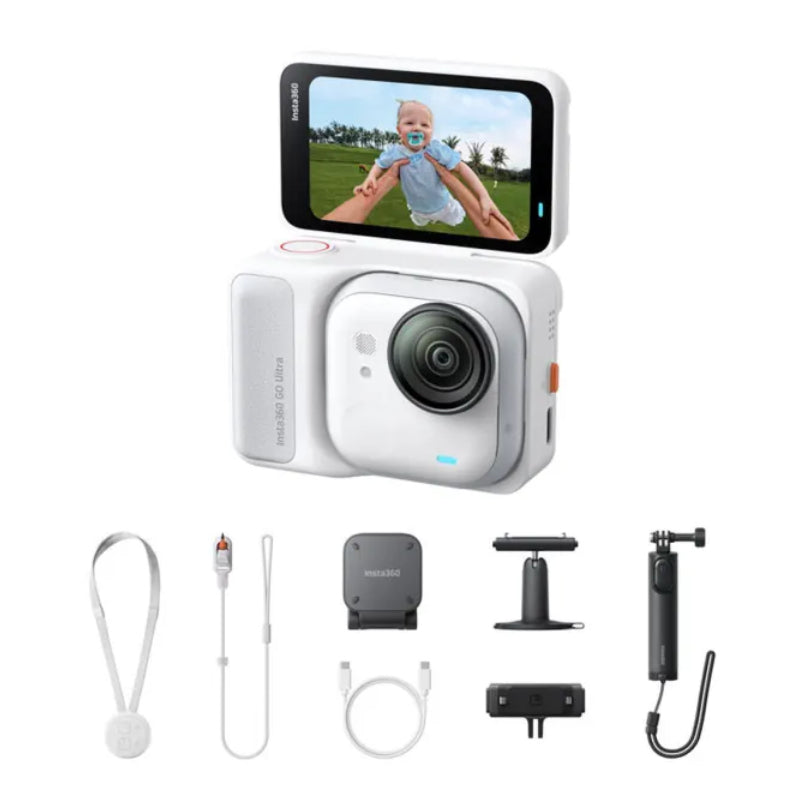 Insta360 GO Ultra Tiny Hands -Free 4K Cam Creator Bundle - Up to 12MP / Bluetooth / Wi-Fi / White