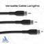 PROMATE CableKit-CC High Tensile Strength Charge Cable - 60W / 480Mbps / USB-C / Black / Pack Of 3