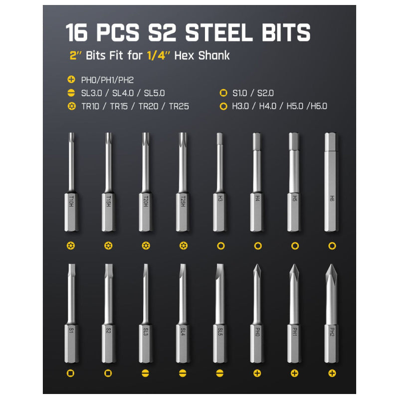 Fanttik NEX S1 Pro Cordless Electric Screwdriver Kit - 2000mAh Battery / 16 S2 Magnetic Bits / Gray