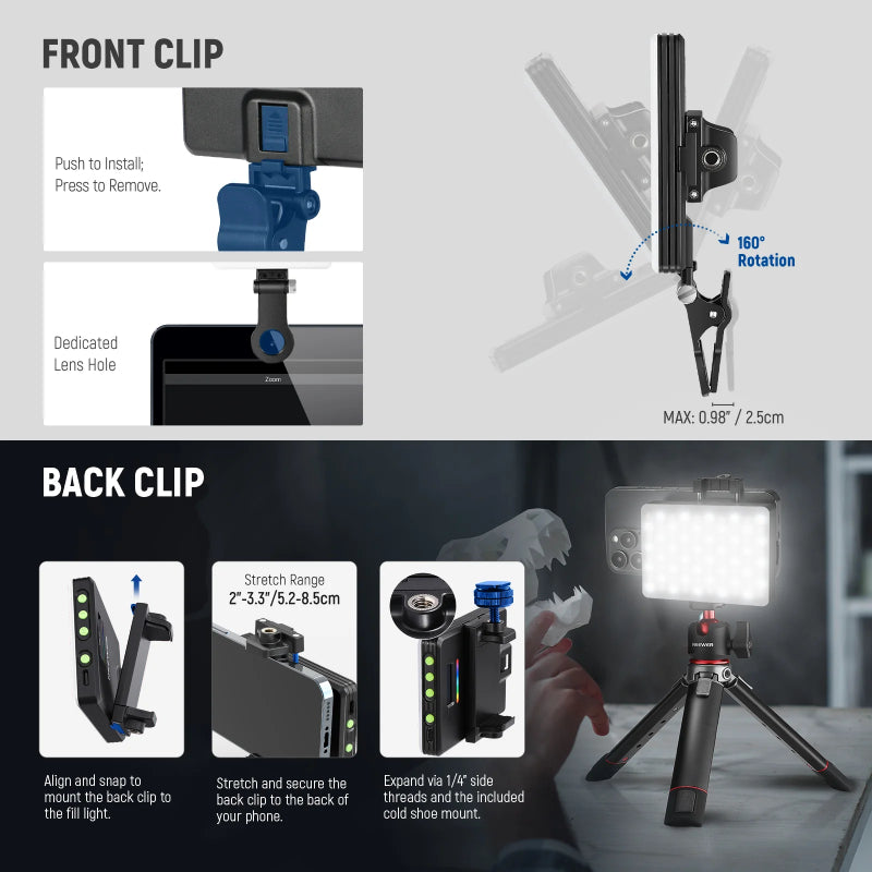 NEEWER VL67C Phone Selfie Light with APP Control - 2000mAh / 5W