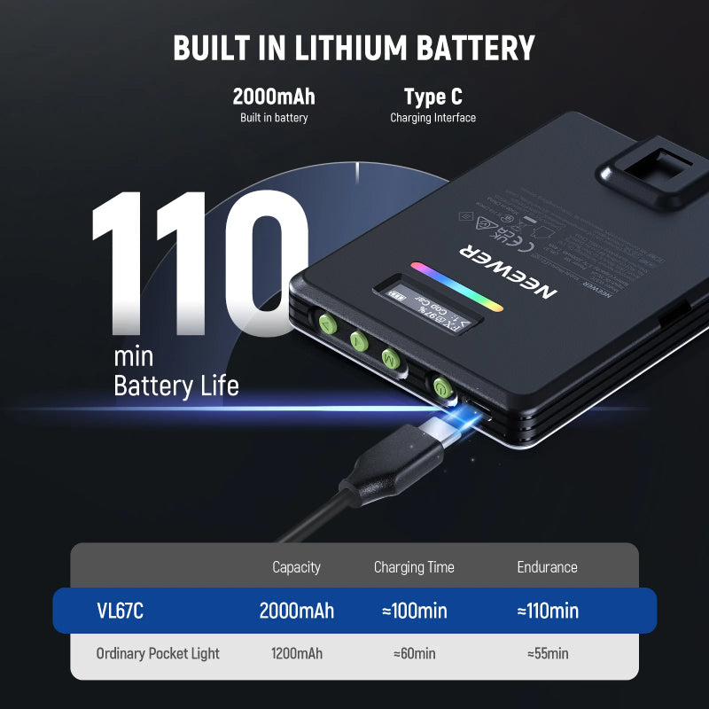 NEEWER VL67C Phone Selfie Light with APP Control - 2000mAh / 5W