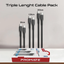 PROMATE CableKit-CC High Tensile Strength Charge Cable - 60W / 480Mbps / USB-C / Black / Pack Of 3
