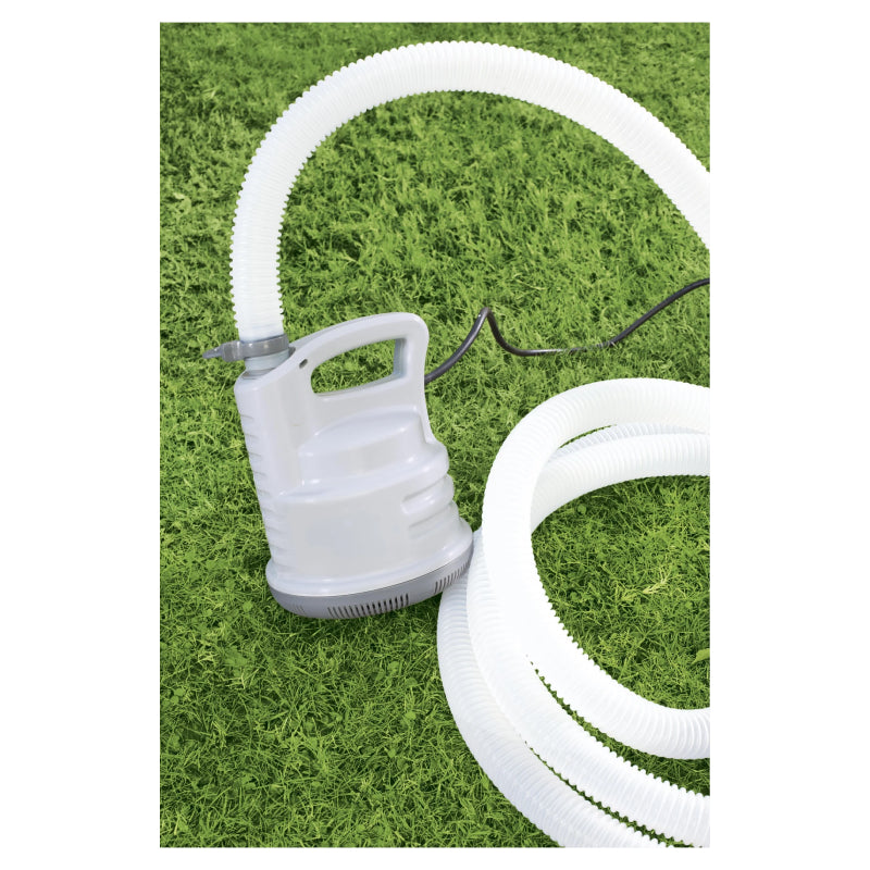 Bestway pool+ drain pump (contents:1 drain pump, 1pc 5-metre drain hose, 1 set of adaptors.220-240v 80w, ipx8)