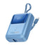 PROMATE PowerPod-10 Ultra Compact Power Bank with Built-In USB-C Cable - 35W / USB-C / USB-A / Blue