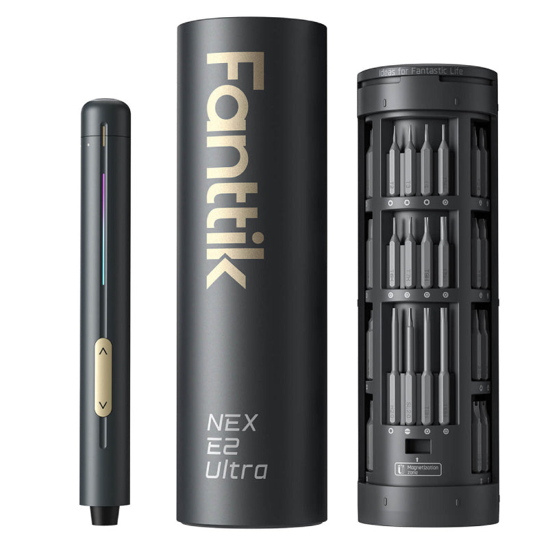 Fanttik NEX E2 Ultra Precision Electric Screwdriver Kit - 800mAh Battery / 50 S2 Magnetic Bits / Gray