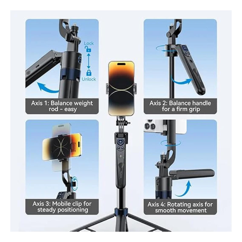 TELESIN Intelligent Auto Tracking Tripod - 1.8 Meter / Black