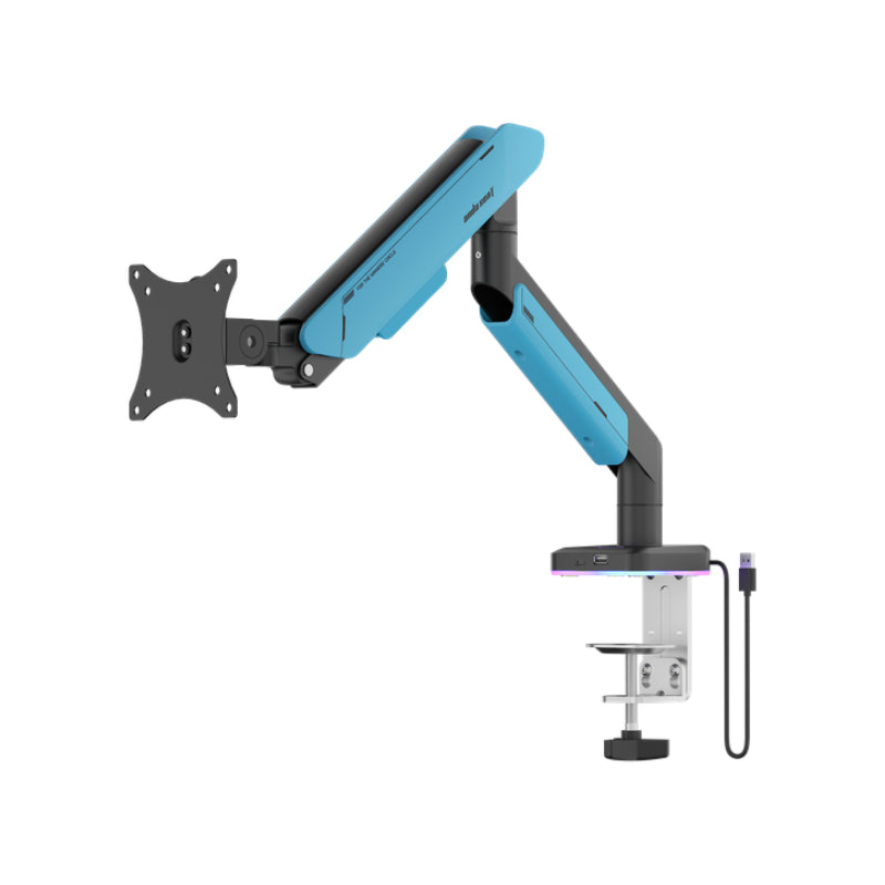 AndaSeat Stealth Pro II RGB A9X Single Monitor Arm - 17"-42" Inch / Black/Blue