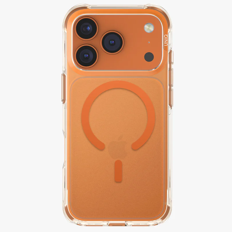 UNIQ Hybrid LPX Classic MagClick Charging Case for Apple iPhone 17 Pro Max – Frost Clear / Volt Orange
