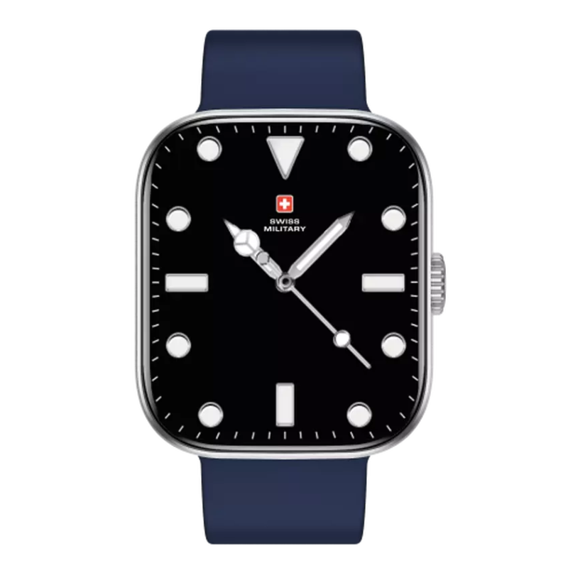 Swiss Military Alps 4 Blue Silicon Strap - Silver Frame / Smart Watch Smart Watches