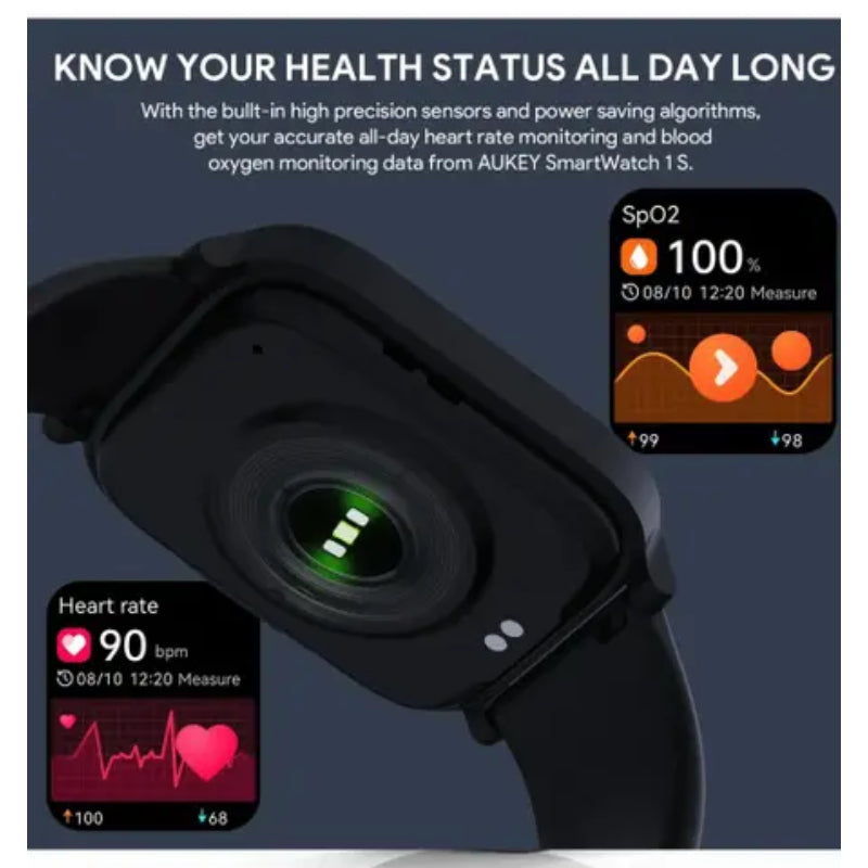 AUKEY SW 1S Smart Watch 1.69’’ / Bluetooth / Jet Black Smart Watches