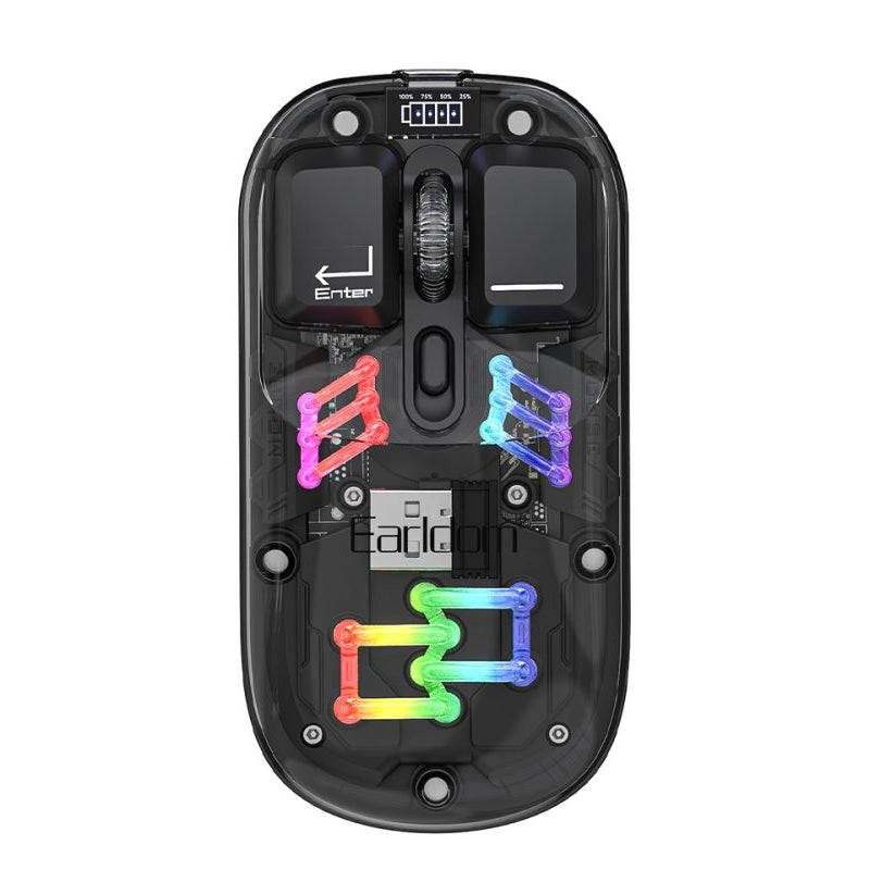 Earldom KM16 Transparent RGB Wireless Office Mouse - 1600dpi / Black