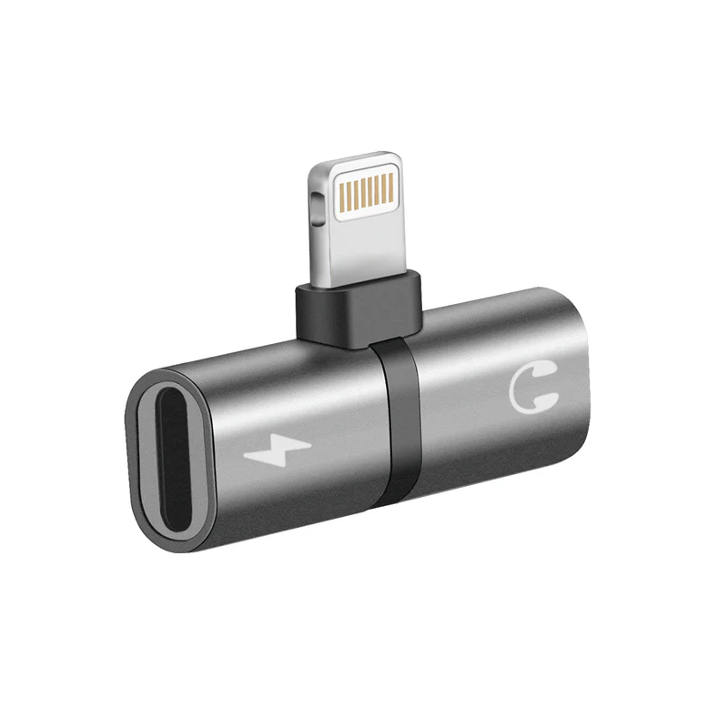 PROMATE iHinge-LT 2-in-1 Audio & Charging Adaptor with Lightning Connector - Grey