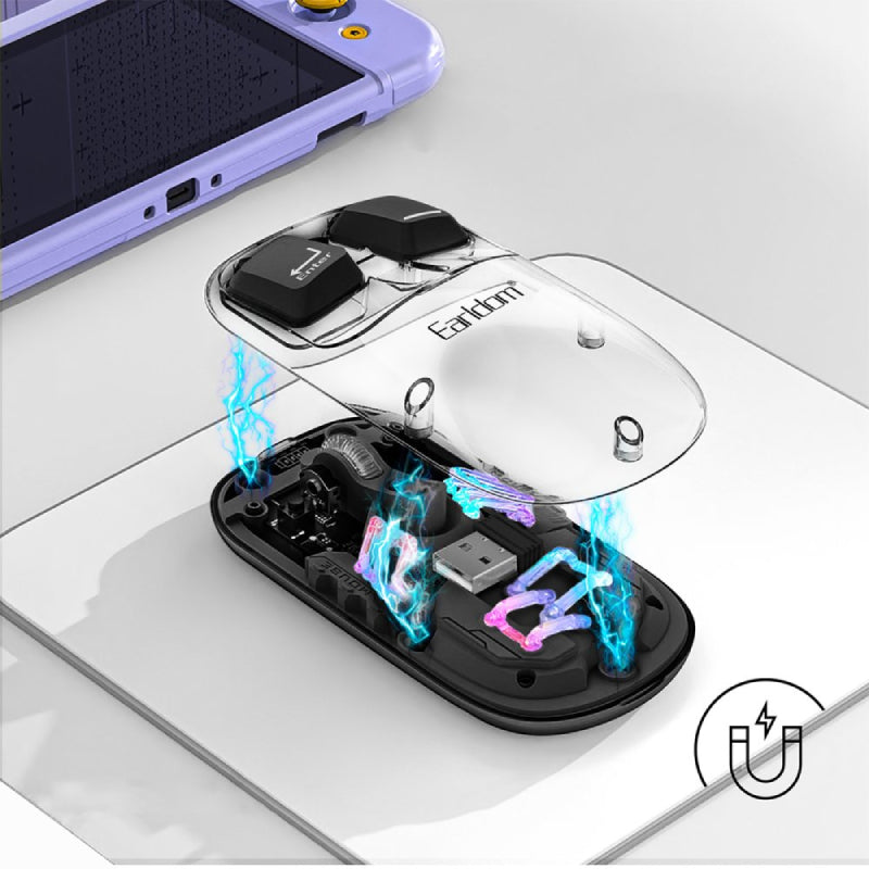 Earldom KM16 Transparent RGB Wireless Office Mouse - 1600dpi / Black
