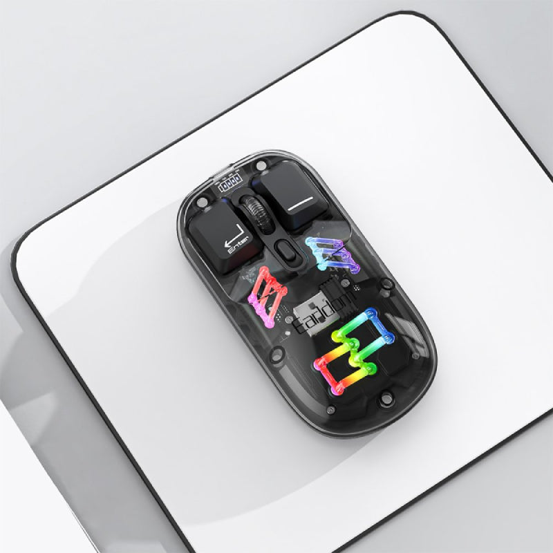Earldom KM16 Transparent RGB Wireless Office Mouse - 1600dpi / Black