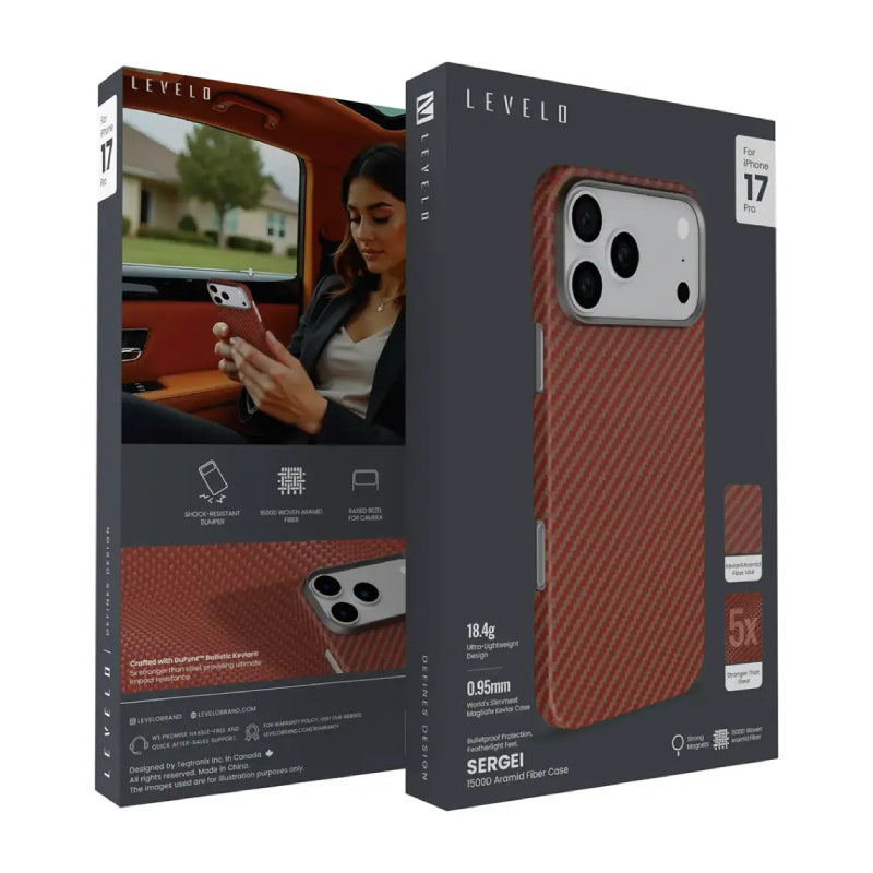 Levelo Sergei 1500D Aramid Fiber Case For Apple iPhone 17 Pro - Sunset Accessories > Mobiles & Tablets > Mobiles >