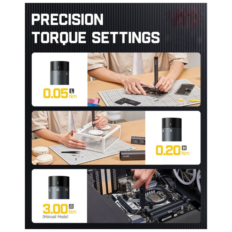 Fanttik NEX E1 MAX Precision Electric Screwdriver Kit - 350mAh Battery / 50 S2 Magnetic Bits / Gray