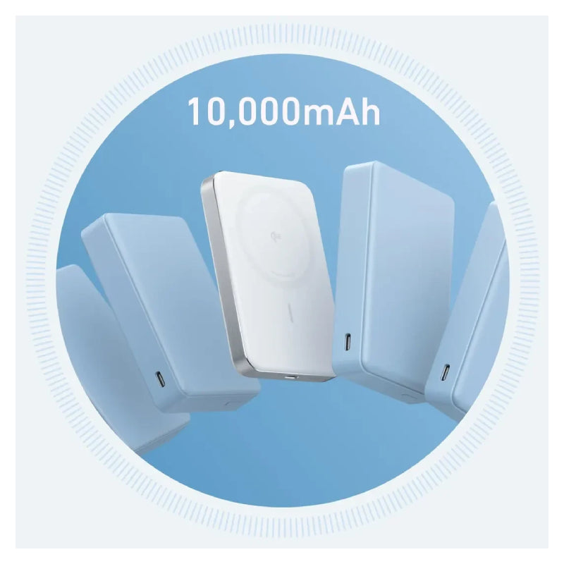 Anker 334 MagGo Wireless Power Bank - 10000mAh / USB-A / USB-C / White